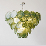 Люстра из зеленых стеклянных дисков с перламутровым эффектом Green Glowing Glaze варинант исполнения - 2 | Loft Concept в Красноярске