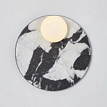 Бра круглое с каменным черно-белым основанием и плафоном из стекла Shaw Marble Lighting варинант исполнения - 1 | Loft Concept в Красноярске