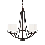 Люстра в цвете темная бронза с 5-ю белыми цилиндрическими плафонами Generation Lighting варинант исполнения - 1 | Loft Concept в Красноярске