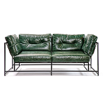 Диван Лофт Натуральная Винтажная кожа Зеленый Two Seat Encounter Leather Sofa варинант исполнения - 1 | Loft Concept в Красноярске