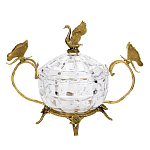 Конфетница из прозрачного рельефного стекла с ручками в виде стрекоз и фигуркой лебедя Eden Garden варинант исполнения - 1 | Loft Concept в Красноярске