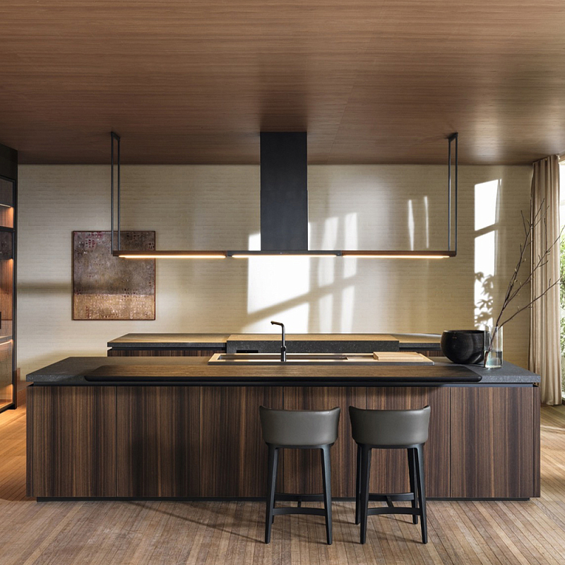 Кухонный гарнитур из массива дерева и камня HI-LINE 6 FRAME DOOR Dada Engenereed Kitchen Коричневый Серый Черный Кухонный гарнитур из массива дерева и камня HI-LINE 6 FRAME DOOR Dada Engenereed Kitchen Коричневый Серый Черный в Красноярске | Loft Concept