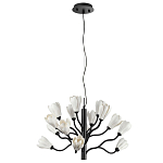Люстра подвесная черного цвета с ветвями и белыми фарфоровыми цветами Floralis варинант исполнения - 2 | Loft Concept в Красноярске
