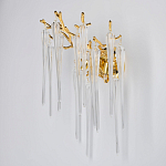 Бра золотого цвета с разветвленными ветвями и длинными прозрачными подвесками в форме стеклянных сосулек Droplet Chandelier варинант исполнения - 3 | Loft Concept в Красноярске