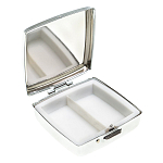 Таблетница карманная квадратная c 2-мя отделениями с зеркалом и накладкой из натурального камня Лазурит Silver Stone Pillboxes варинант исполнения - 2 | Loft Concept в Красноярске