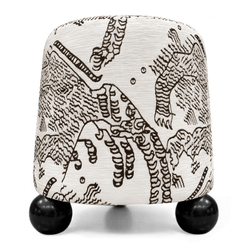 Пуф Wakonda Черно-Белый с Круглыми Черными ножками Белый Черный в Красноярске | Loft Concept 