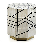 Приставной столик с инкрустацией Black and White Geometry bone bedside table варинант исполнения - 2 | Loft Concept в Красноярске