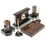 Настольный письменный набор с часами из природного камня обсидиана Royal Stone варинант исполнения - 2 | Loft Concept в Красноярске