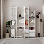 Стеллаж прямой ассиметричный с полками и 4-мя дверцами ARYA BOOKCASE WHITE варинант исполнения - 4 | Loft Concept в Красноярске