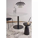 Круглый обеденный стол с белой мраморной столешницей White Tabletop on Black Base варинант исполнения - 3 | Loft Concept в Красноярске