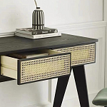 Дизайнерский письменный стол матово-чёрного цвета с 2-мя плетеными ящиками Glade Desk варинант исполнения - 1 | Loft Concept в Красноярске
