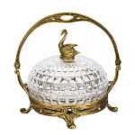 Конфетница из прозрачного рельефного стекла с ручкой и фигуркой лебедя Eden Garden варинант исполнения - 1 | Loft Concept в Красноярске