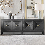 Тумба черная из дерева двухдверная Geometric Double Door Nightstand варинант исполнения - 4 | Loft Concept в Красноярске