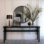 Настольная лампа с чёрным тканевым абажуром и металлическим корпусом золотого цвета Golden Arc варинант исполнения - 4 | Loft Concept в Красноярске