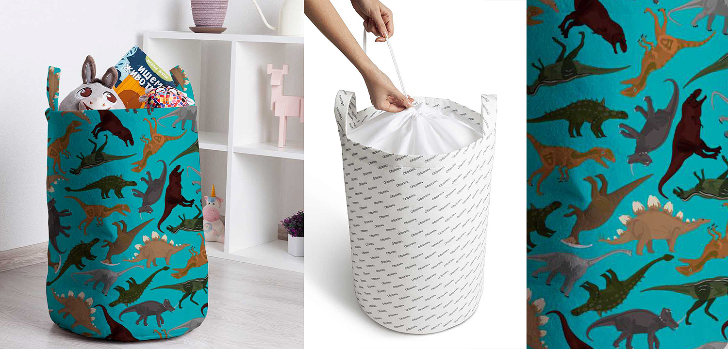 Корзина Turquoise Dinosaurs Basket Корзина Turquoise Dinosaurs Basket - Loft-Concept в Красноярске