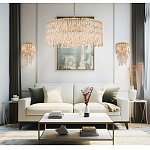 Люстра круглая с хрустальными подвесками на золотистом каркасе Roul Crystal Light варинант исполнения - 11 | Loft Concept в Красноярске