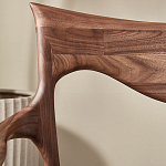 Стул деревянный с мягким сиденьем из коричневой натуральной кожи Moon Walnut Furniture варинант исполнения - 8 | Loft Concept в Красноярске