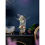 Ваза стеклянная прозрачная с бронзовым основанием в виде ветвей и фарфоровыми птичками Eden Garden варинант исполнения - 4 | Loft Concept в Красноярске