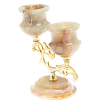 Подсвечник двухрожковый из натурального камня оникс Stone Candlestick варинант исполнения - 2 | Loft Concept в Красноярске