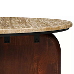 Кофейный столик с круглой столешницей на 2-х массивных деревянных ножках Tandem Travertine and Wood варинант исполнения - 3 | Loft Concept в Красноярске