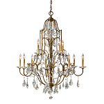 Люстра многоярусная с 12-ю лампами и стеклянными подвесками в классическом стиле Feiss варинант исполнения - 1 | Loft Concept в Красноярске