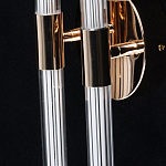 Бра с круглым основанием золотого цвета и двумя вертикальными плафонами Hex Scaffold варинант исполнения - 5 | Loft Concept в Красноярске