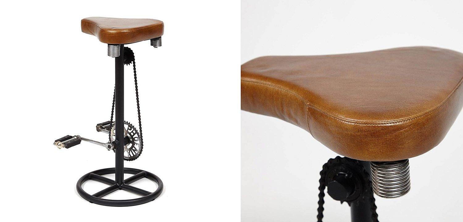 Барный стул с педалями от велосипеда Industrial leather bar stool with bicycle pedals - Loft-Concept в Красноярске