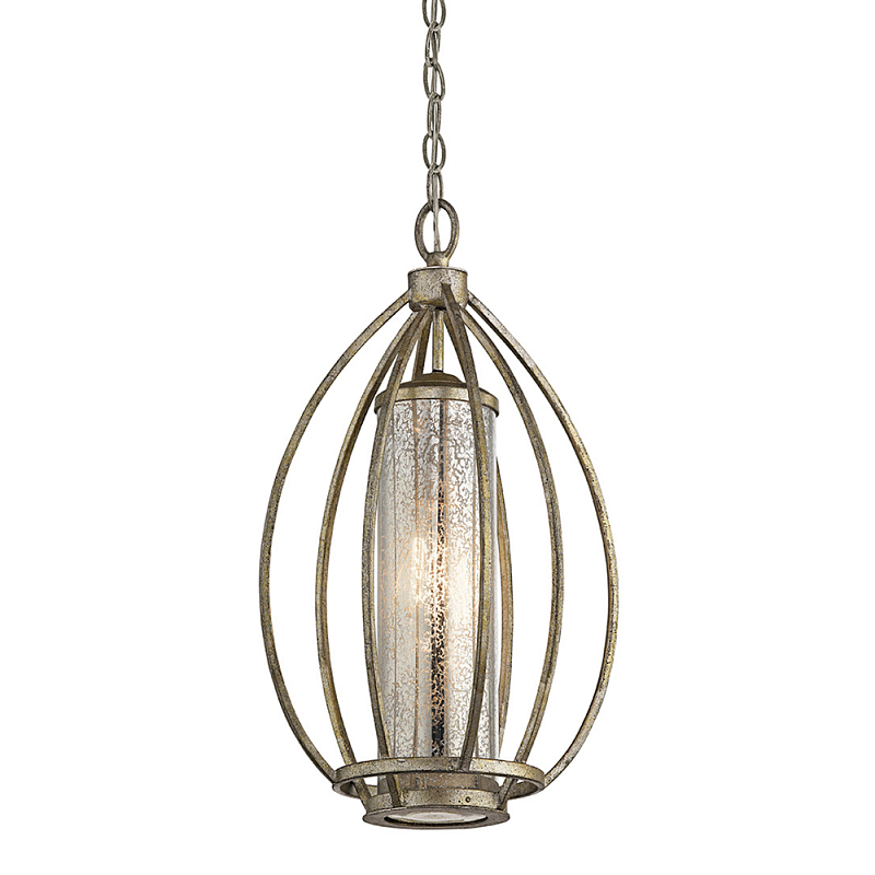 Подвесной светильник овальной формы с цилиндрическим плафоном в цвете сусальное серебро Kichler Серебро винтаж в Красноярске | Loft Concept 