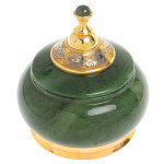 Икорница с крышкой с гравировкой из натурального камня Нефрит Decorative Cavair Dishes варинант исполнения - 1 | Loft Concept в Красноярске