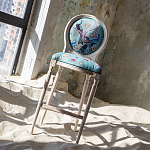 Барный стул из массива бука с изображением птиц и цветов Turquoise Beige Chinoiserie Garden Chair варинант исполнения - 7 | Loft Concept в Красноярске