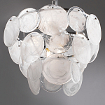 Люстра из белых стеклянных дисков на серебрянном каркасе White Glowing Reflectors варинант исполнения - 7 | Loft Concept в Красноярске