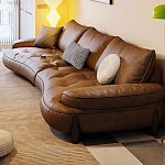 Диван кожаный с каркасом из массива дерева Medieval Furniture варинант исполнения - 4 | Loft Concept в Красноярске