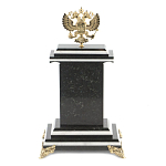 Часы настольные бронзовые с Гербом России из натурального камня Змевик Stone Clock варинант исполнения - 3 | Loft Concept в Красноярске