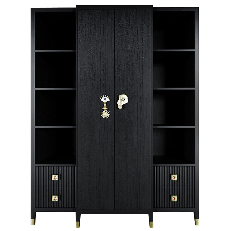 Большой шкаф с витриной Elsa Dreams Black Черный Золотой в Красноярске | Loft Concept 