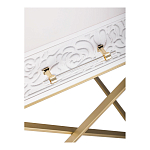 Приставной столик с выдвижным ящиком  White Table Carved Pattern варинант исполнения - 5 | Loft Concept в Красноярске