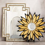 Зеркало-солнце в раме золотого и черного цвета Rays of Peace варинант исполнения - 3 | Loft Concept в Красноярске