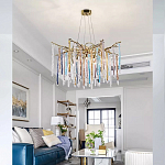 Люстра на подвесе с каркасом из металла и цветными подвесками из стекла Droplet Chandelier варинант исполнения - 1 | Loft Concept в Красноярске