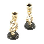 Подсвечники бронзовые на подставке из натурального камня нефрит Stone Candlestick варинант исполнения - 2 | Loft Concept в Красноярске