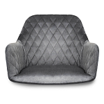 Барный стул со спинкой и подлокотниками на 4-х деревянных ножках Douglas Rhombus Серый Велюр варинант исполнения - 3 | Loft Concept в Красноярске