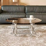 Дизайнерский журнальный стол с круглой столешницей на стальном основании Rivetyk варинант исполнения - 2 | Loft Concept в Красноярске