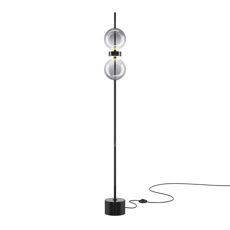 Напольный торшер светодионый Double Moon 3000К 15Вт Дымчатый (Smoke) Черный в Красноярске | Loft Concept 