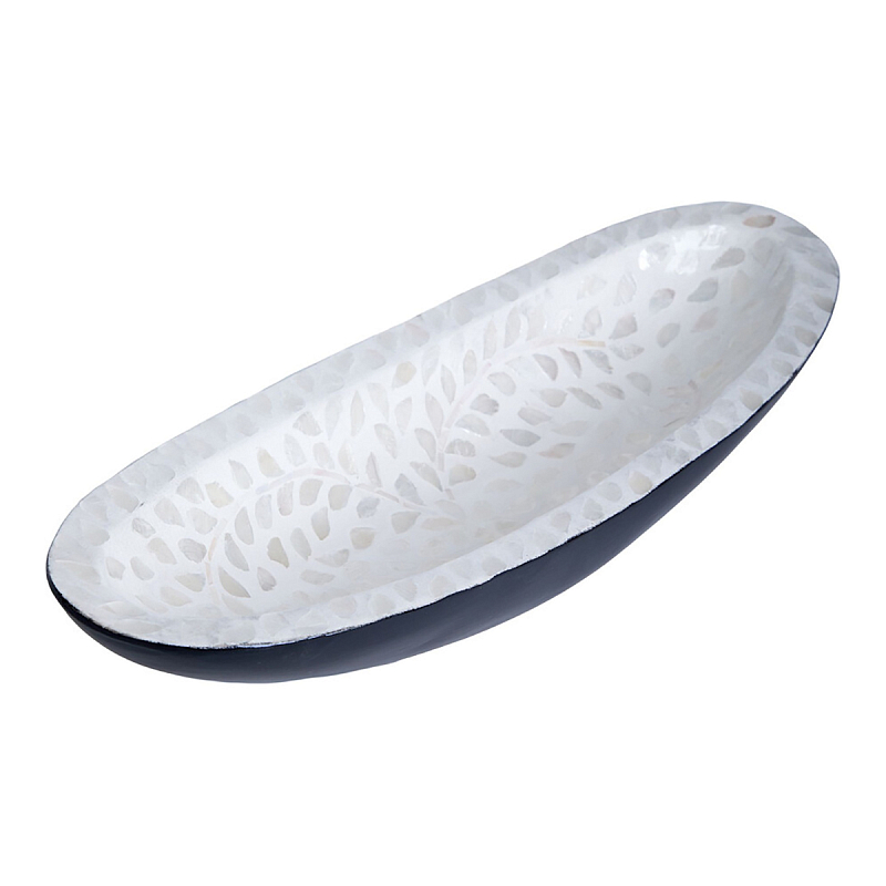Блюдо декоративное Esmee White Big Белый Синий Блюдо декоративное Esmee White Big Белый Синий в Красноярске | Loft Concept