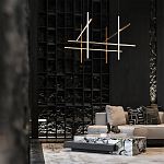 Люстра с 8-ю пересекающимися цилиндрическими плафонами на тонких тросах Trumpet tube варинант исполнения - 8 | Loft Concept в Красноярске