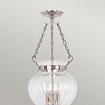 Подвесной светильник цвета никель с прозрачным ребристым стеклянным плафоном в классическом стиле Elstead Lighting варинант исполнения - 3 | Loft Concept в Красноярске