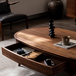 Кофейный стол овальный из дерева с 2-мя ящиками Coffee Walnut Table варинант исполнения - 7 | Loft Concept в Красноярске