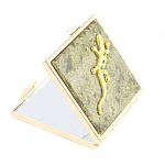 Зеркало двухстороннее квадратное из натурального камня Змеевик с декоративной вставкой в виде ящерицы Gold Stone Mirrors варинант исполнения - 1 | Loft Concept в Красноярске