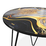 Стол журнальный с круглой столешницей из стекла Gold and Black Marble варинант исполнения - 3 | Loft Concept в Красноярске