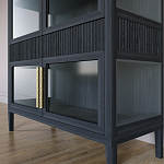 Витрина Primo со стеклянными фасадами и 2 ящиками Черный дуб варинант исполнения - 4 | Loft Concept в Красноярске