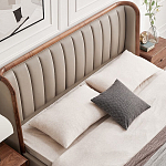 Кровать двуспальная с мягким изголовьем Moon Walnut Bed варинант исполнения - 5 | Loft Concept в Красноярске