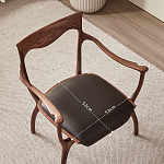 Стул деревянный с мягким сиденьем из коричневой натуральной кожи Moon Walnut Furniture варинант исполнения - 10 | Loft Concept в Красноярске